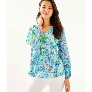 NWT Lilly Pulitzer Winsley Top Print Lilly's House XS